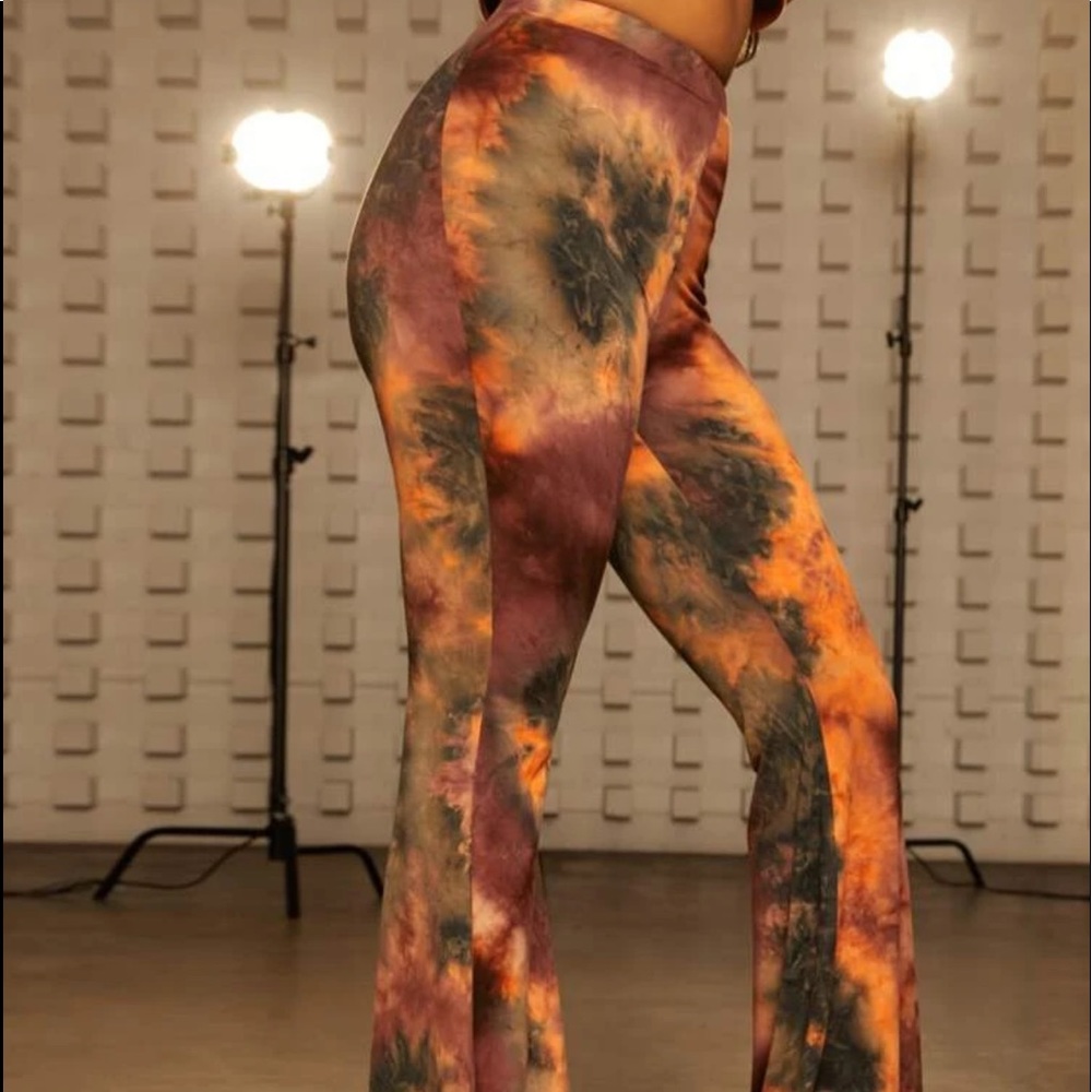 Tie dye flare leg pants
